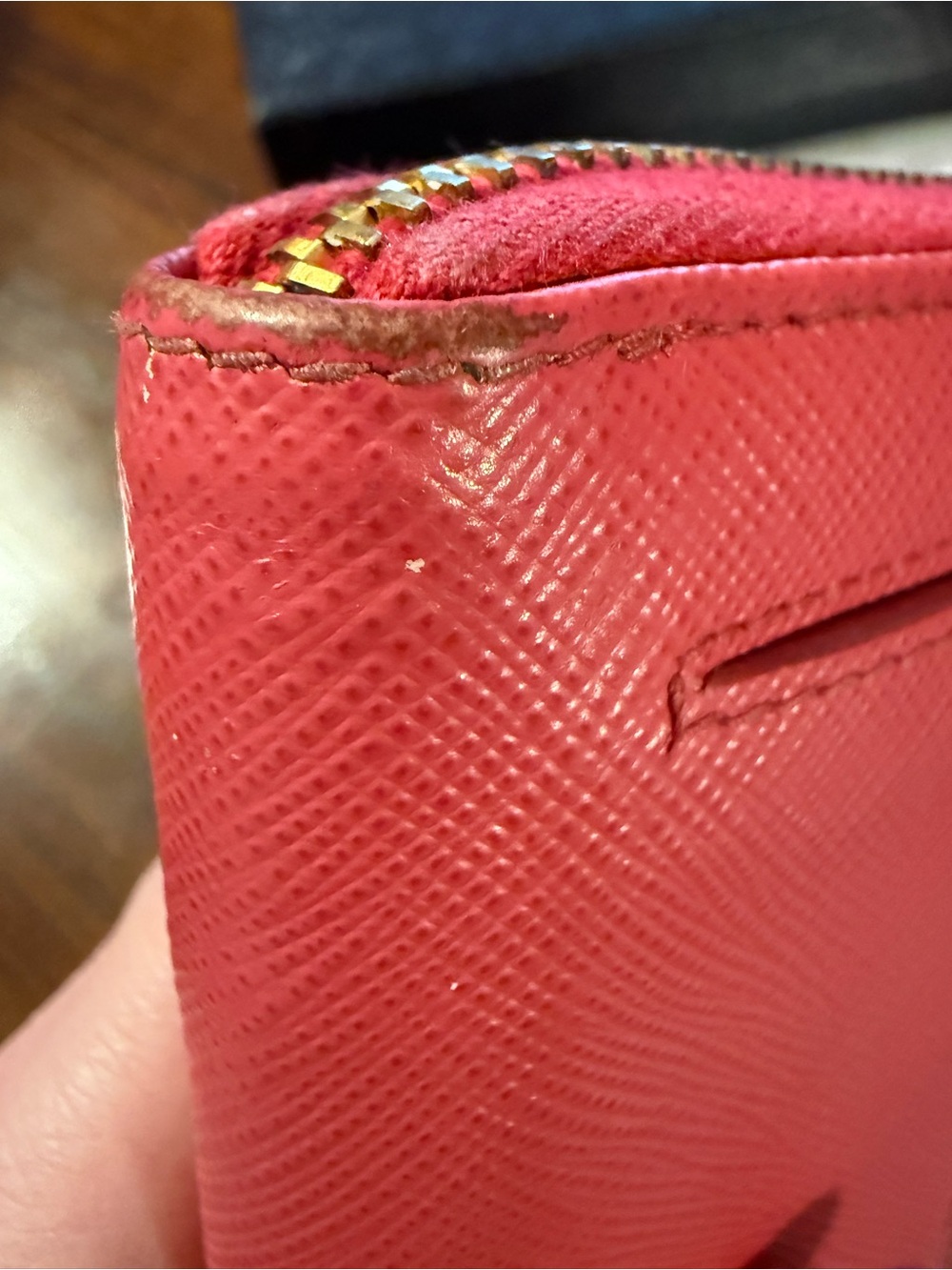 Prada Zip-Around Wallet in Vibrant Pink with Gold Hardware - Picture 11 of 12